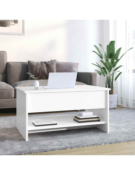 Tavolino da Salotto Bianco Lucido 80x50x40 cm Legno Multistrato