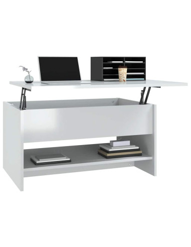 Tavolino da Salotto Bianco Lucido 80x50x40 cm Legno Multistrato