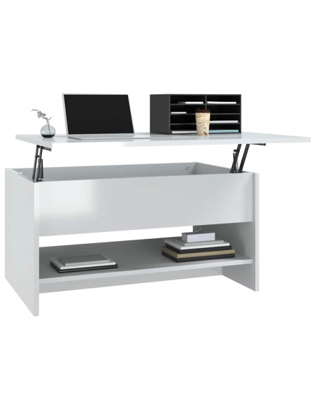 Tavolino da Salotto Bianco Lucido 80x50x40 cm Legno Multistrato
