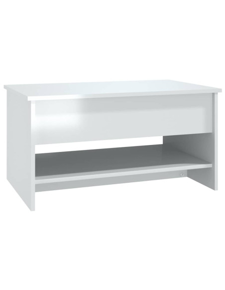 Tavolino da Salotto Bianco Lucido 80x50x40 cm Legno Multistrato