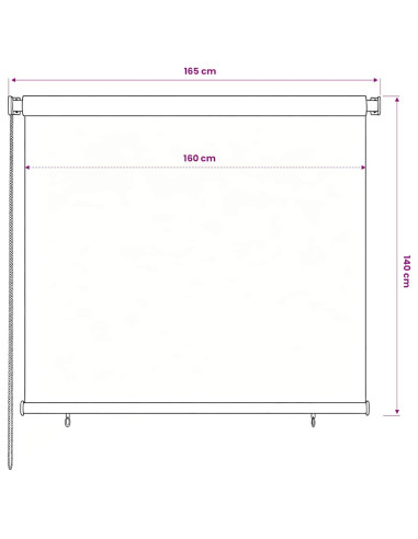 Tenda a Rullo per Esterni 160x140 cm Nera