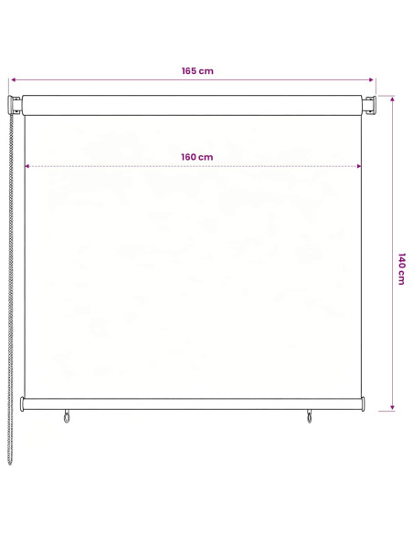 Tenda a Rullo per Esterni 160x140 cm Nera