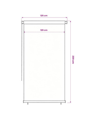 Tenda a Rullo per Esterni 120x230 cm Nera