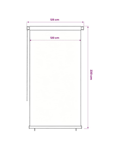 Tenda a Rullo per Esterni 120x230 cm Nera