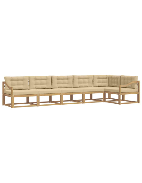 Set di divani da esterno 4 pcs Bianco e Beige Poliestere