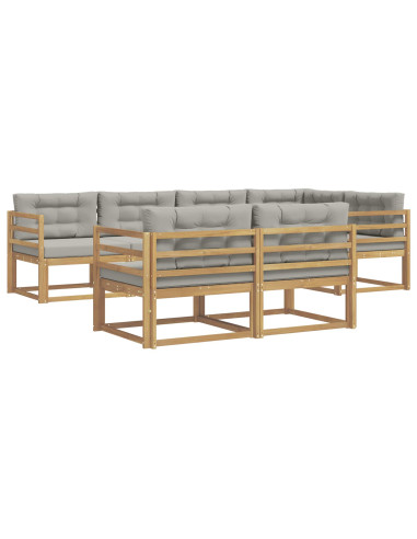 Set di divani da esterno 6 pcs Bianco e Grigio Chiaro