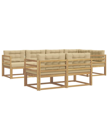 Set di divani da esterno 6 pcs Bianco e Beige Poliestere