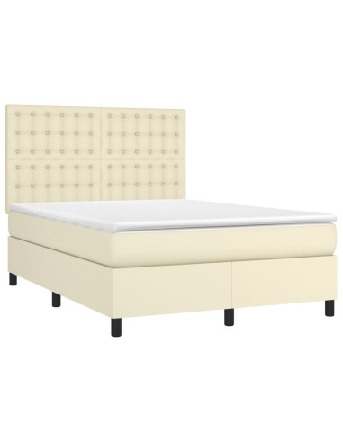 Giroletto a Molle con Materasso Crema 140x190 cm in Similpelle