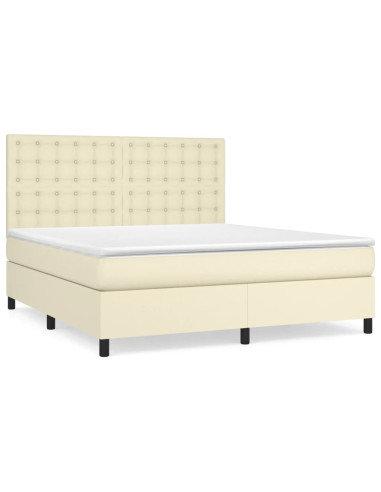 Giroletto a Molle con Materasso Crema 180x200 cm in Similpelle