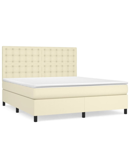 Giroletto a Molle con Materasso Crema 180x200 cm in Similpelle