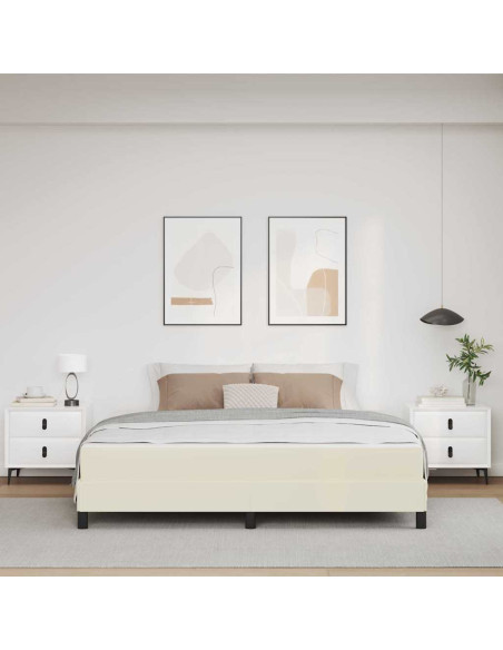 Struttura del letto con materasso Crema 180 x 200 cm Tessuto
