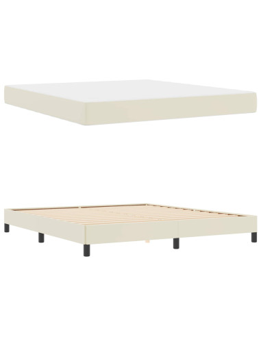 Struttura del letto con materasso Crema 180 x 200 cm Tessuto