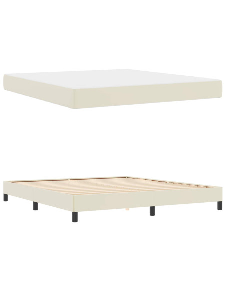 Struttura del letto con materasso Crema 180 x 200 cm Tessuto