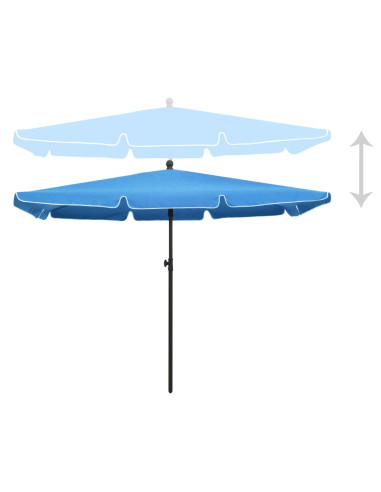 Ombrellone da Giardino con Palo 210x140 cm Azzurro