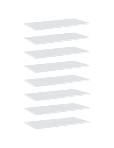 Ripiani per Libreria 8pz Bianco Lucido 80x40x1,5cm Multistrato