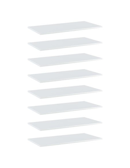 Ripiani per Libreria 8pz Bianco Lucido 80x40x1,5cm Multistrato