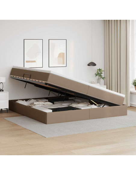 Letto con contenitore e materasso Cappuccino 200 x 200 cm