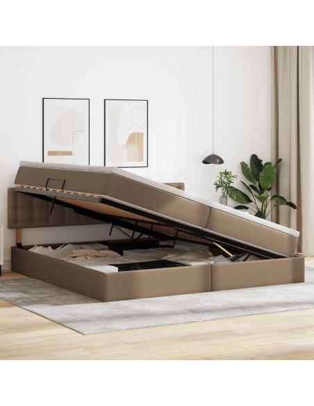 Letto con contenitore e materasso Cappuccino 200 x 200 cm