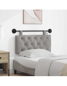 Testiera sospesa Con luce LED Grigio Chiaro Velluto