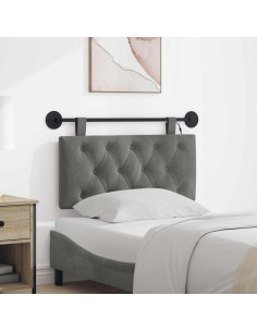 Testiera sospesa Con luce LED Grigio Scuro Velluto