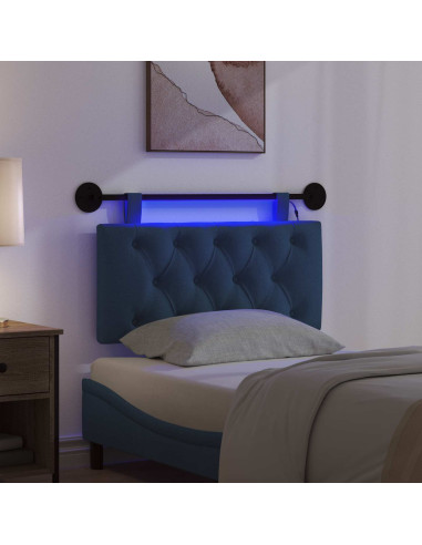 Testiera sospesa Con luce LED Blu Tessuto