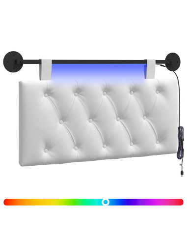 Testiera sospesa Con luce LED Bianco Tessuto