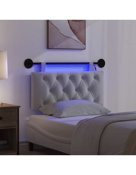 Testiera sospesa Con luce LED Bianco Tessuto