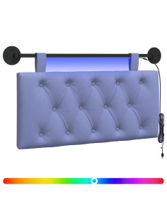 Testiera sospesa Con luce LED Blu jeans Tessuto 2