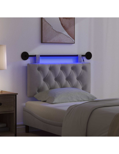 Testiera sospesa Con luce LED Grigio Chiaro Velluto