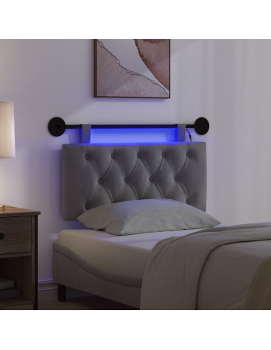 Testiera sospesa Con luce LED Grigio Scuro Velluto