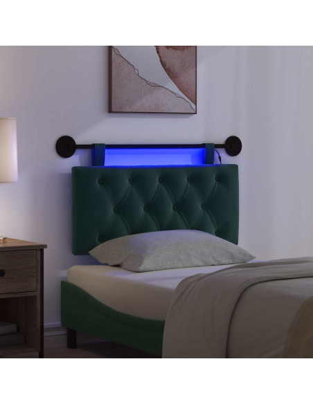 Testiera sospesa Con luce LED Verde Scuro Velluto