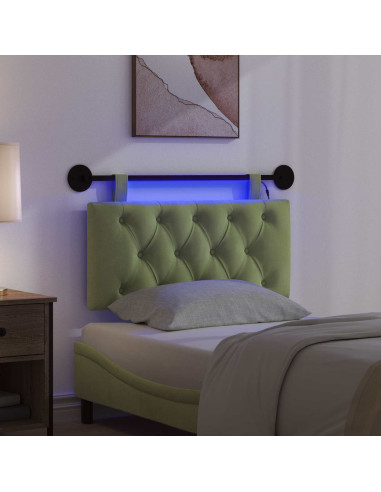 Testiera sospesa Con luce LED Verde chiaro Velluto