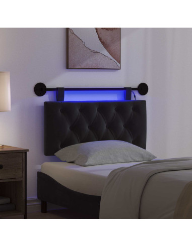 Testiera sospesa Con luce LED Nero Velluto