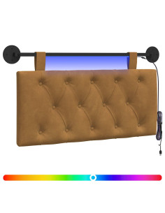 Testiera sospesa Con luce LED Marrone Velluto 2