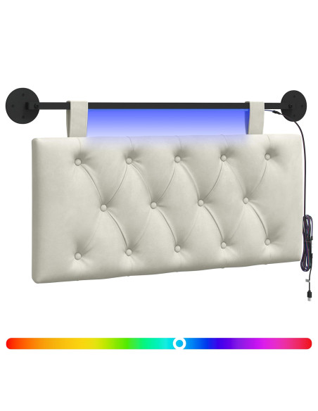 Testiera sospesa Con luce LED Crema Velluto