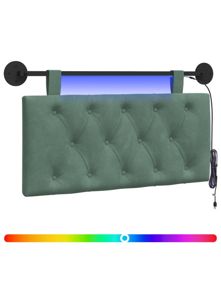 Testiera sospesa Con luce LED Verde Mare Velluto