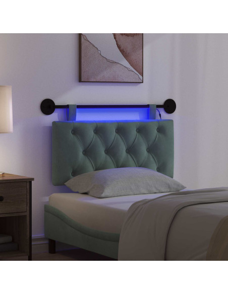 Testiera sospesa Con luce LED Verde Mare Velluto