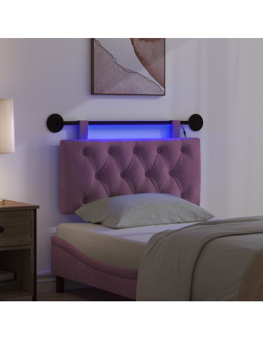 Testiera sospesa Con luce LED Viola Velluto