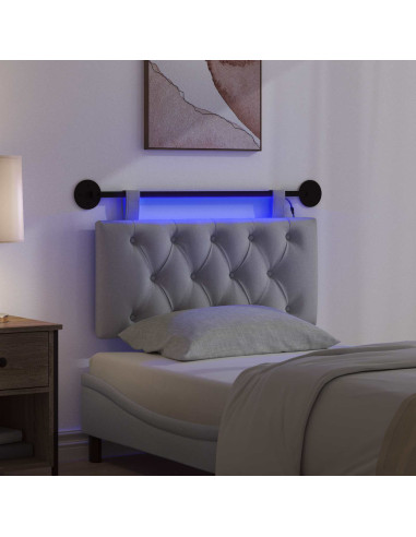 Testiera sospesa Con luce LED Grigio Chiaro Tessuto