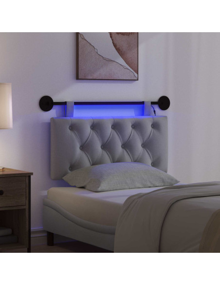 Testiera sospesa Con luce LED Grigio Chiaro Tessuto