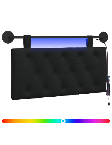 Testiera sospesa Con luce LED Nero Tessuto