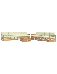 Set di divani da esterno 9 pcs Bianco e Crema Poliestere 2