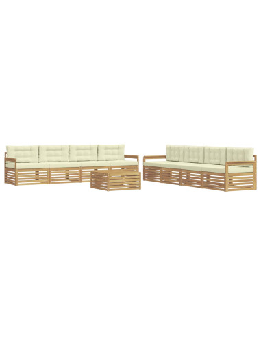 Set di divani da esterno 9 pcs Bianco e Crema Poliestere