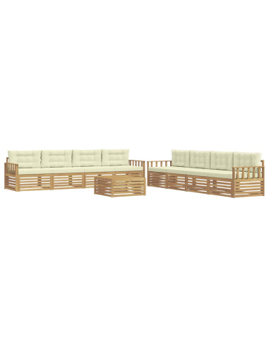 Set di divani da esterno 9 pcs Bianco e Crema Poliestere