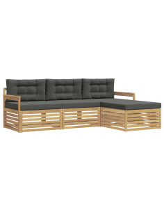 Set di divani da esterno 4 pcs Bianco e Antracite Poliestere 2