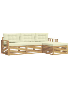 Set di divani da esterno 4 pcs Bianco e Crema Poliestere 2