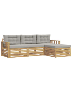 Set di divani da esterno 4 pcs Bianco e Grigio Chiaro 2