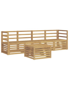 Set di divani da esterno 5 pcs Bianco Legno di Acacia Massello 2