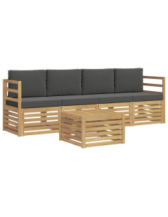 Set di divani da esterno 5 pcs Bianco e Antracite Poliestere 2
