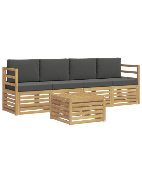 Set di divani da esterno 5 pcs Bianco e Antracite Poliestere